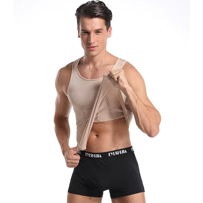 Be-In-Shape Men'S Slimming Vest Body Shaper Belly Control Posture Gynecomastia Compression Shirt Underwear Waist Trainer Corset